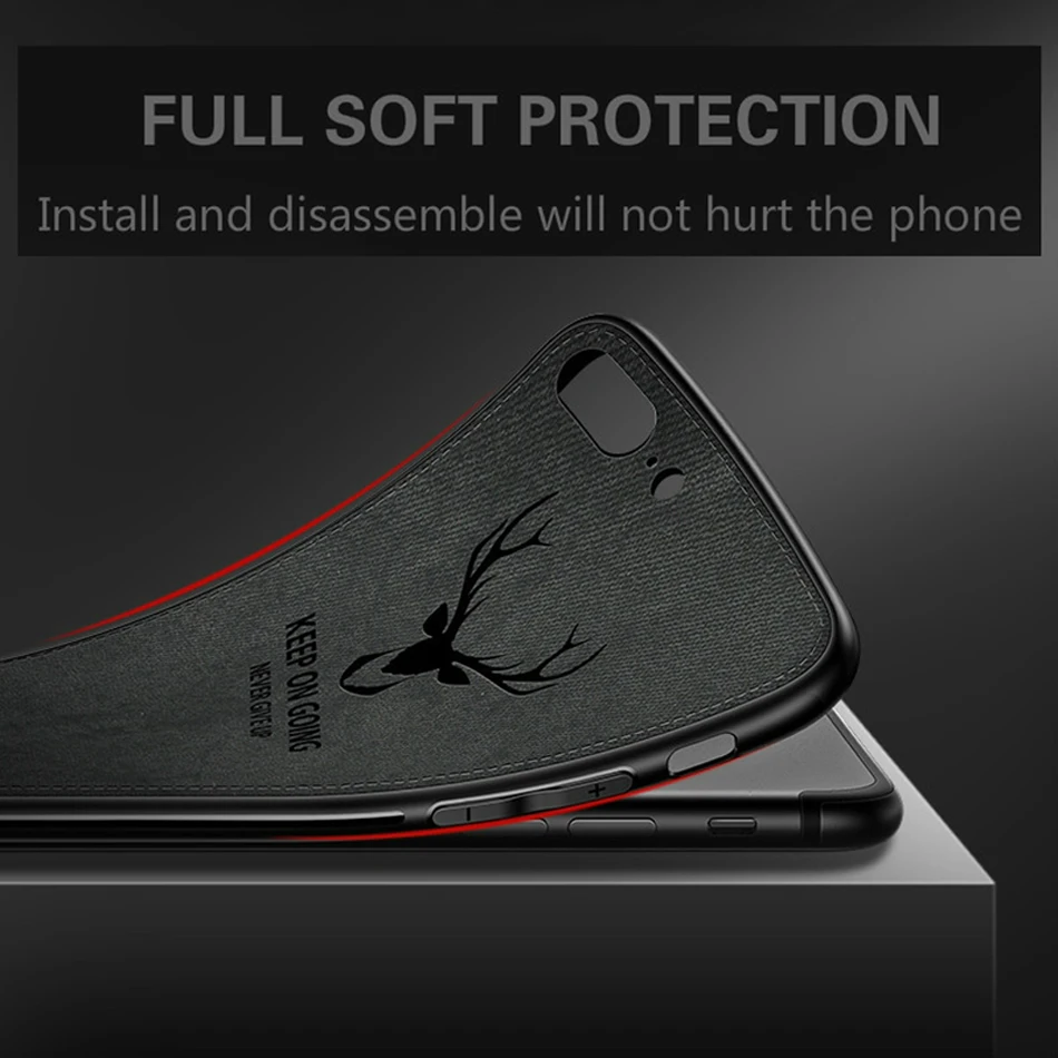Phone Case For iPhone 12 11 Pro X XR XS MAX Ultra Slim Canvas Fabric Embossed Deer Capinhas For iPhone 8 13 6 6S Soft TPU Coques iphone 11 Pro Max clear case