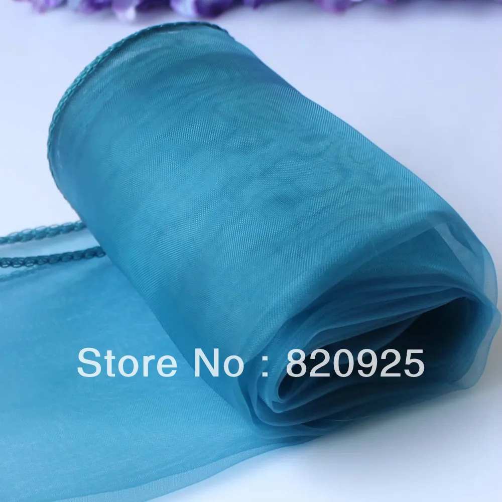 

10 X Teal Blue Organza Chair Cover Sashes Bow Table Runners For Wedding Party