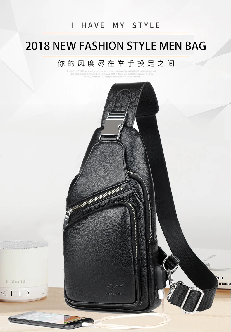 Jackkevin модная мужская сумка через плечо, черная кожаная мужская нагрудная сумка, зарядка через usb, сумки через плечо, дорожная сумка