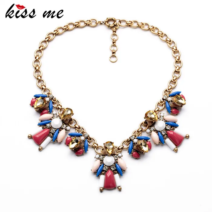 

KISS ME Factory 2017 Fashion Jewelry Trendy Colorful Rhinestone Collar Statement Necklace for Women