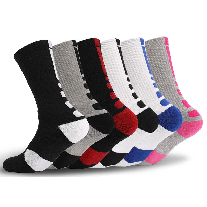 

2019 New High Quality Men Elite Running Socks Men Basketball Cycling Socks Compression Socks Cotton Towel Bottom Men's socks