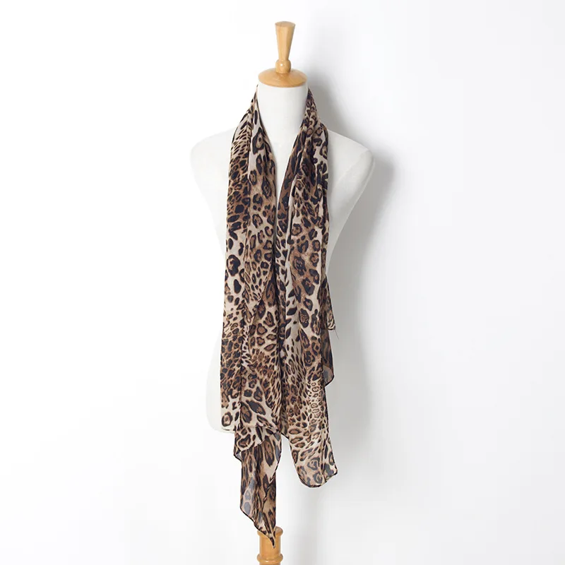 Fashion Women Chiffon Leopard Pattern Scarf Leopard Print Long Scarves