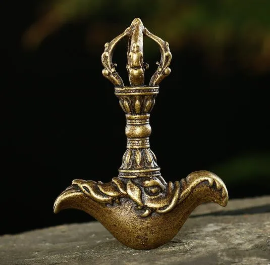 

Chinese pure brass crescent axe small statue