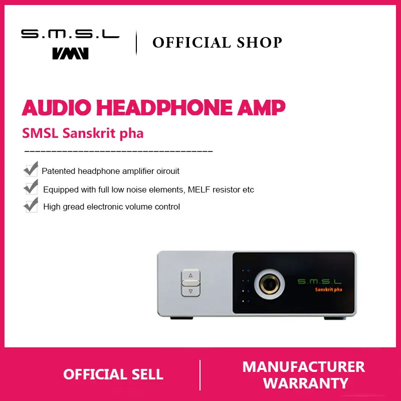 SMSL Sanskrit Pha HIFI Audio Portable Headphone Amplifier RCA Input 6.35 mm Jack For Headphones Stereo On Cinch Output Silver