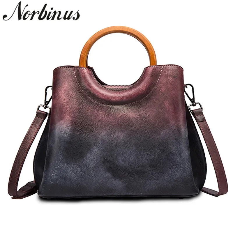 

Norbinus Vintage Women Genuine Leather Bags Brush Color Crossbody Purse Handbags Fashion Messenger Shoulder Top Handle Bags Tote
