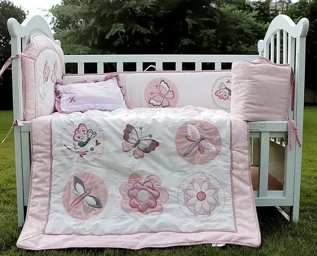 Baby Bedding Set Newborn Crib Blanket Embroidery Pink Erfly Baby Bedding Set Newborn Crib Blanket Embroidery Pink Erfly Nursery Per Quilt Pillow