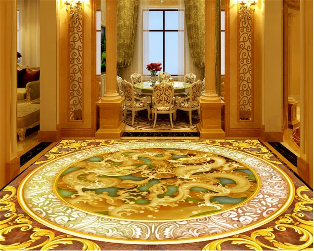 

beibehang Custom large fashion beautiful wallpaper classic yellow jade carving indoor high-level roof 3d flooring papier peint