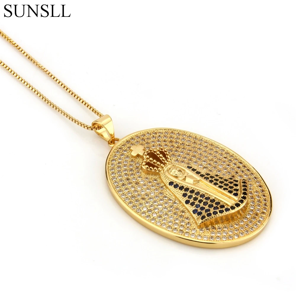 

SUNSLL Two Color Copper Multicolor Cubic Zirconia Pendant Necklaces Women's Fashion Jewelry Nossa Senhora CZ Colar Feminina