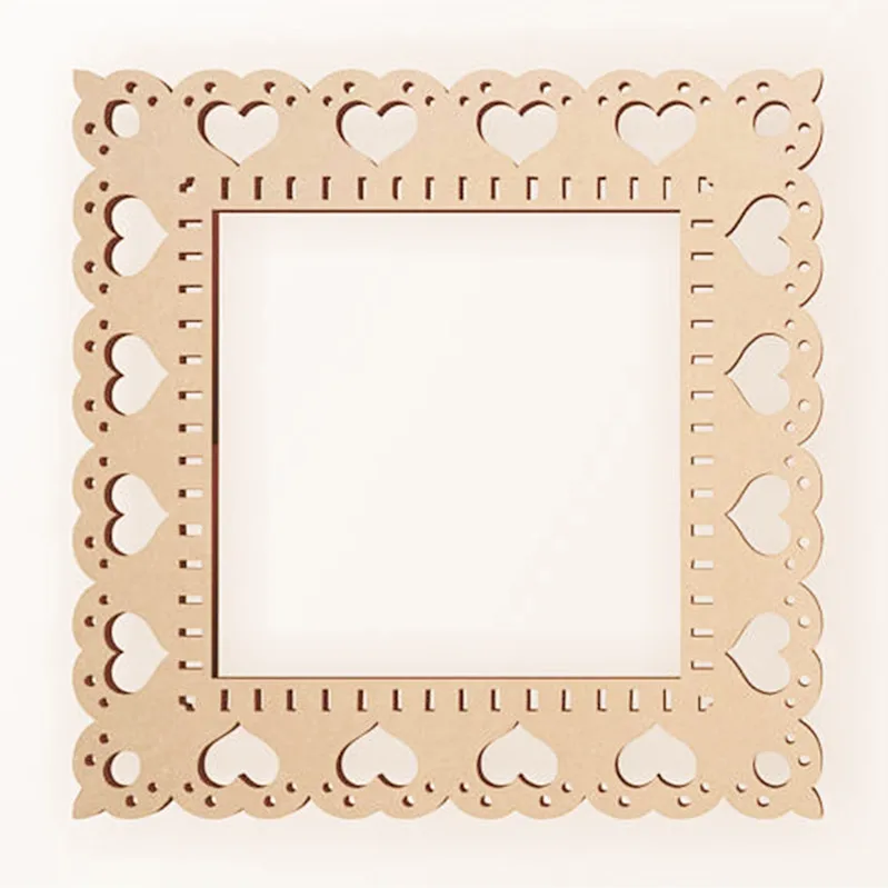 10pcs Laser Cut Unfinished Wooden Heart Border Frame Home Wall Decor
