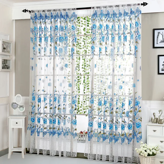 Rustic Style Window Curtain Peony Sheer Tulle Treatment Voile Drape Valance 1 Panel Fabric Rustic Style Window Curtain Peony Sheer Tulle Treatment Voile Drape Valance 1 Panel Fabric