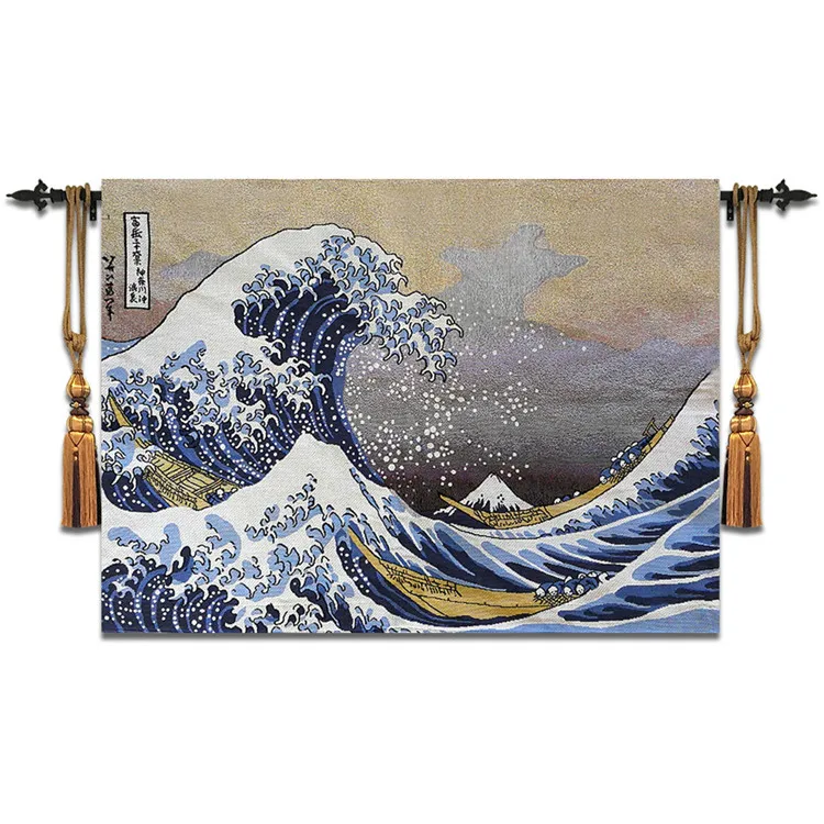 Настенный подвесной гобелен Hokusai's Great Wave 65*95 см домашняя хлопковая декоративная