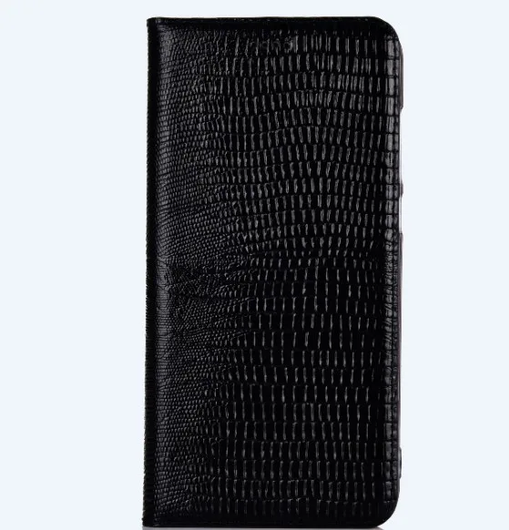 Ящерица шаблон натуральная кожа магнитный держатель телефона сумка для OPPO Reno 10x Zoom/OPPO Reno Z Флип Чехол Слот для карты держатель - Цвет: Black