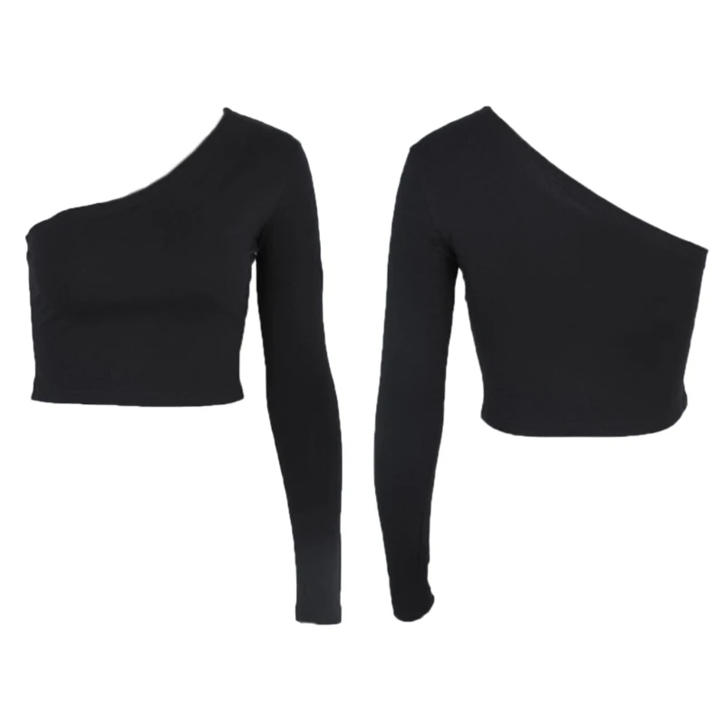 

One Shoulder Women Long Sleeve Crop Top Shirt Slim Sexy T-Shirt Casual