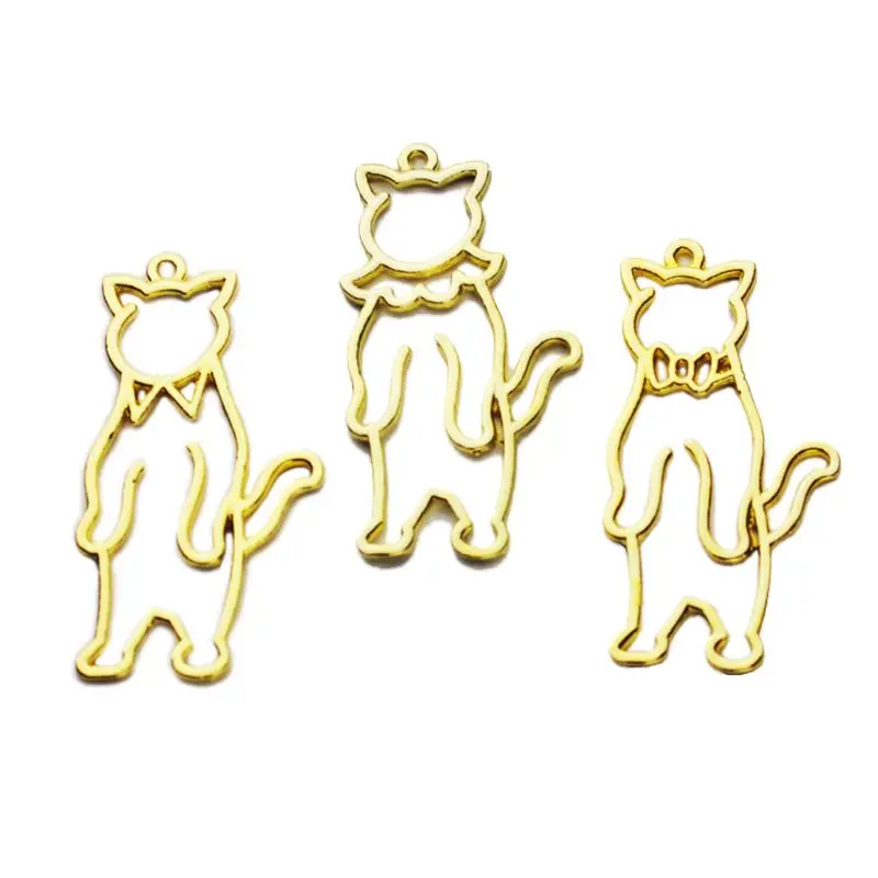 

3pcs/set Hollow Bow Cat Metal Frame Charm Pendant Bezel Setting UV Resin Epoxy Jewelry DIY Charm Accessories Handmade