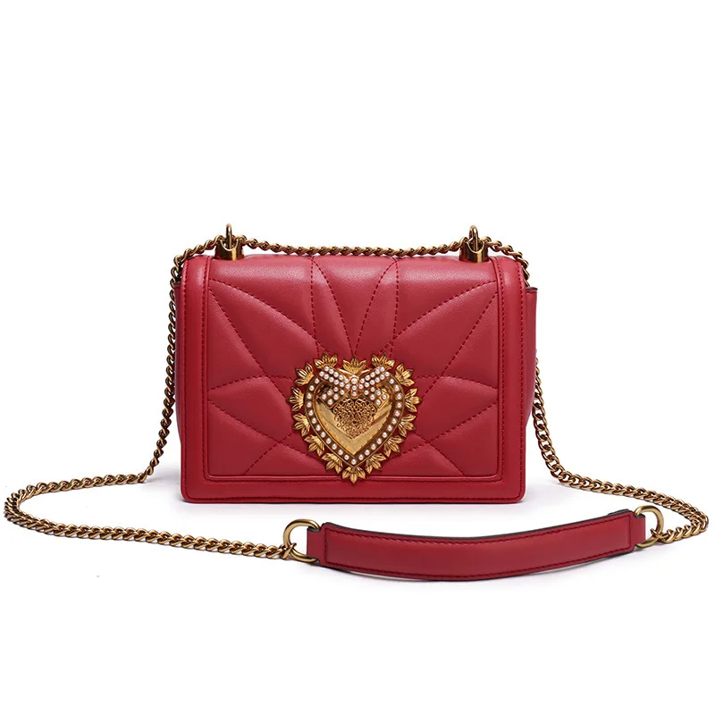 Женская сумка на плечо, натуральная кожа, модная летняя белая маленькая дамская сумочка, сумка-мессенджер, Сумочка через плечо, жемчужная черная сумочка - Цвет: Bright red