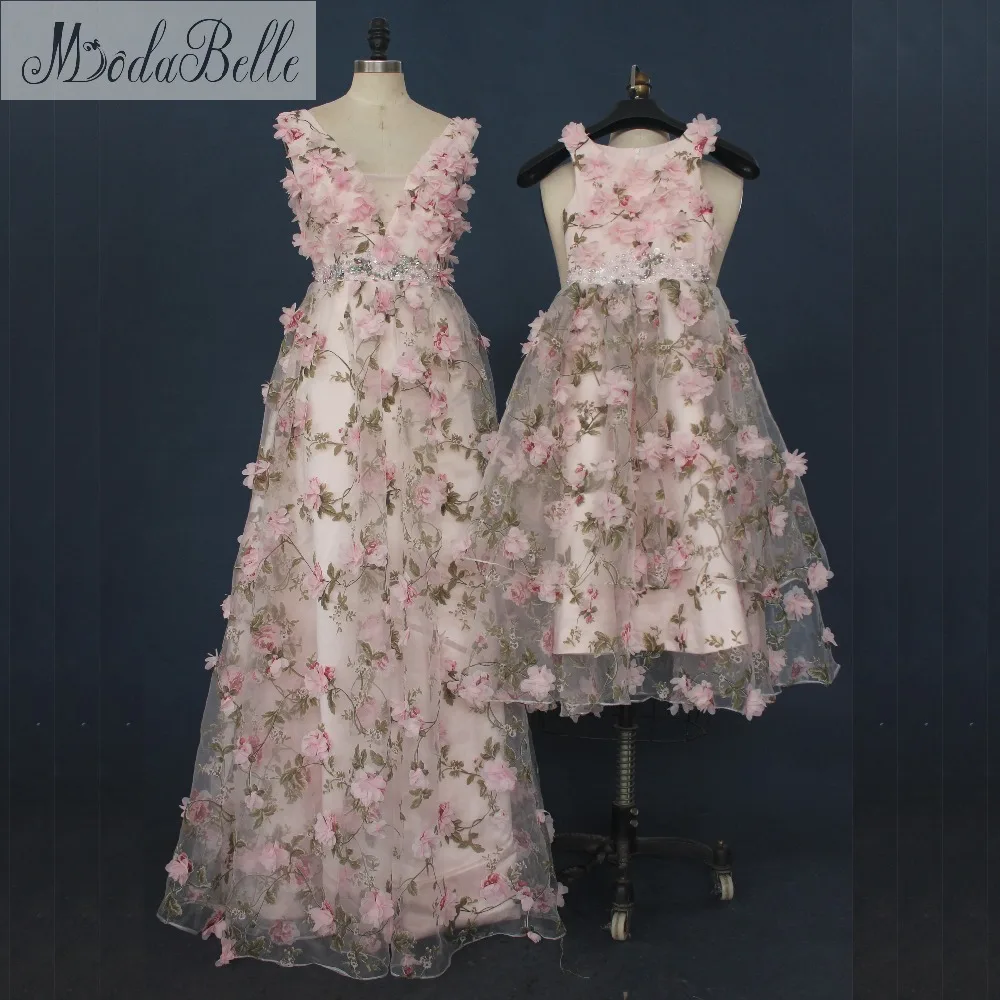 

modabelle Puffy Mother And Daughter Prom Dresses With 3D Flowers Floral Prom Gowns Girl Pageant Party Dresses Formal Occasion