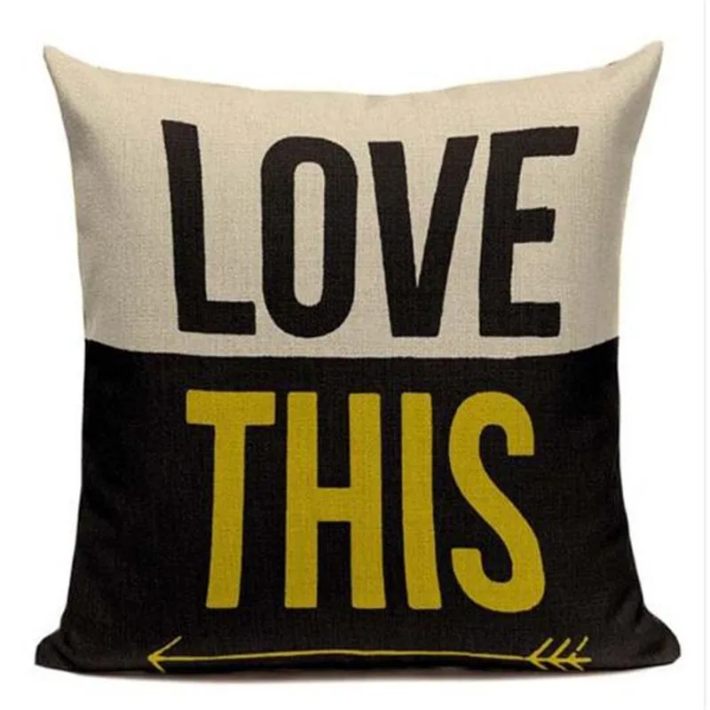 Fashion Yellow Color LOVE Bird Cushions Cover Heart Home Decor Linen Cotton Pillow Cover Decorative Throw Pillows Pillowcase