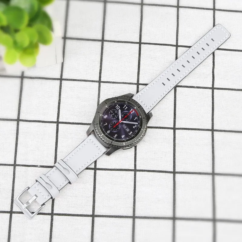 22 мм ремешок для часов Galaxy watch 46 мм samsung gear S3 Frontier браслет из натуральной кожи huawei часы gt ремешок Amazfit gtr 47 мм - Цвет ремешка: white B