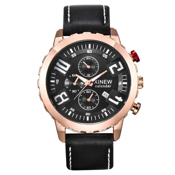 

Men's Leather Watch 1PCS Simple Digital Seconds Mens Quartz Wrist Watch Analog Date Day Army Sport Black Leather Luxury A80