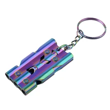 Три трубки высокой децибел из нержавеющей стали открытый свисток для выживания в чрезвычайных ситуациях брелок безопасности на открытом воздухе первой помощи 1 шт. HX02