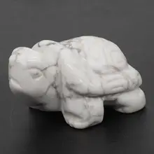Turtle Tortoise Figurine 2 Natural Gemstone White Howlite Turquoise Crystal Carved Statue Crafts Home Decor faux turquoise carved alloy bracelet