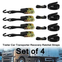 4 x прицеп автовоз восстановления стяжных ремней черный комплект из 4-х полностью регулируемый подходит для автомобиля транспортер 3 м 0,8 тонн затянуть