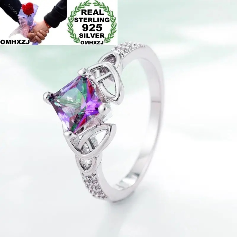 OMHXZJ/ ; модная женская праздничный свадебный подарок для девочек; цветной топаз; AAA циркон; кольцо из стерлингового серебра 925; RN128