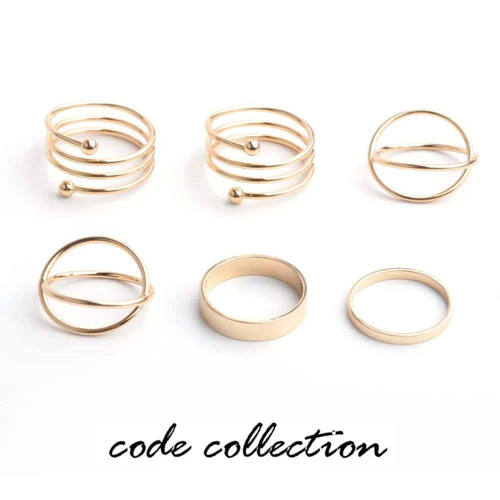 

Exaggerated 6 Rings/Set Europe Style Ring Set Fashion Joint Ring Finger Rings For Women Vintage Bijoux Gift Anel