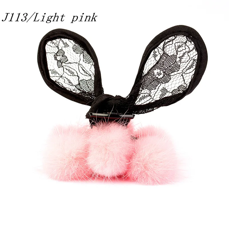 

Cute Plush serrated grip mink hair dish lace rabbit cat ear clip