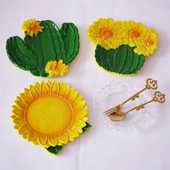 

Multipurpose Simulation Plants Resin Dried Fruit Plate Sunflower Cactus Jewelry Storage Tray Creative Decoration Trinket Tray