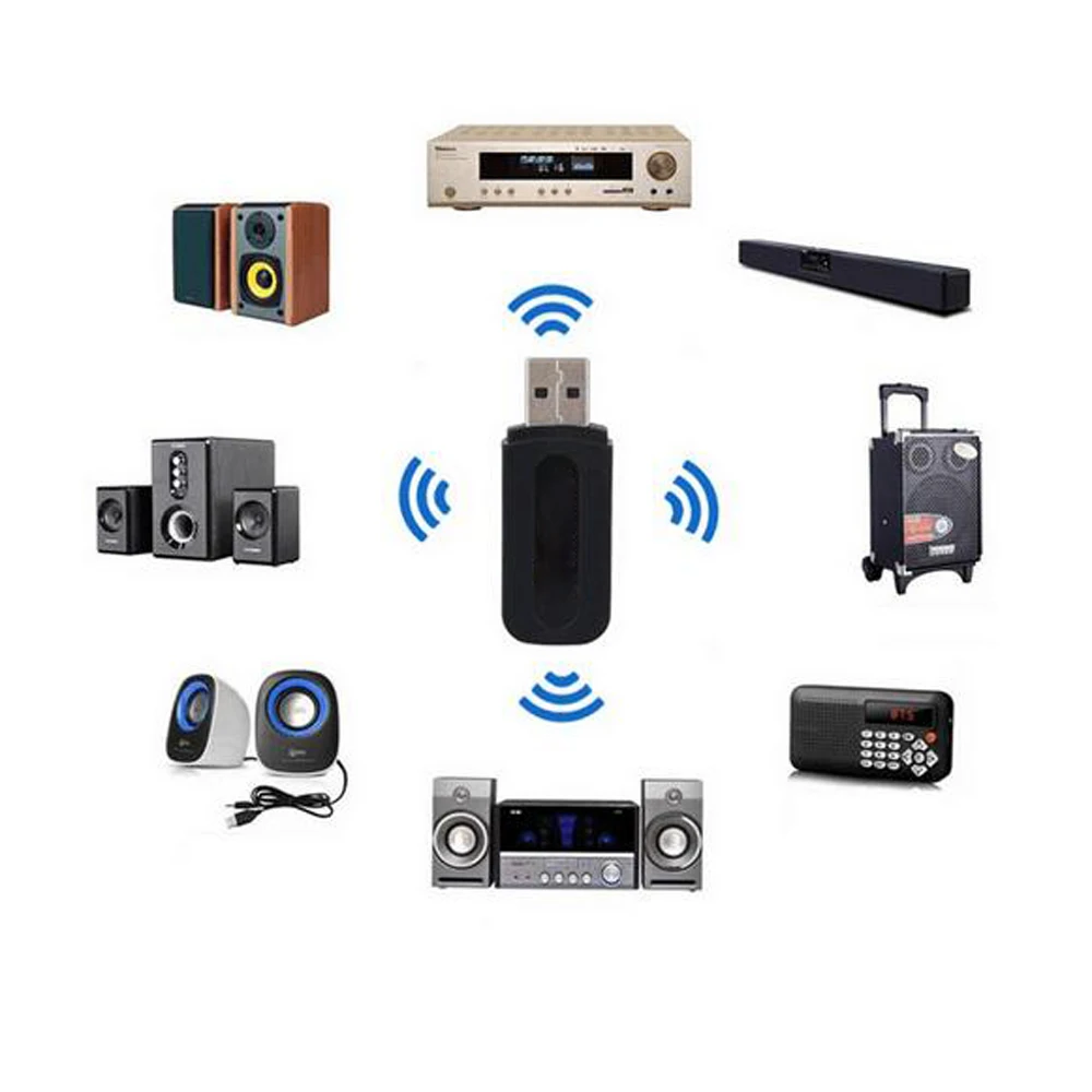 - 50pcs USB Bluetooth AUX Wireless Car Audio Receiver A2DP Music Adapter For AndroidIOS Smart Mobile Phone 35mm Jack