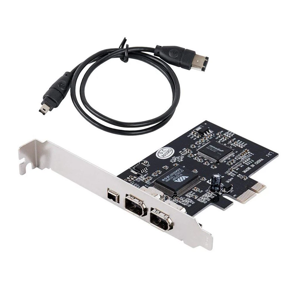 Firewire карта, PCIe Firewire 800 адаптер для Windows 10 с низкий кронштейн и кабель, 3 порта(2x6 Pin 1x4 Pin) IEEE 1394