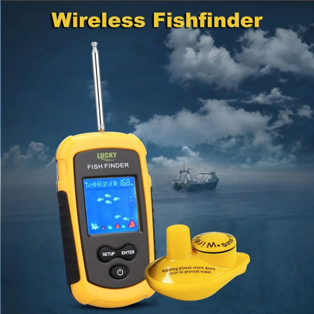 حجم المحمولة اللاسلكية صياد السمك سونار Fishfinder 40 M مدى عمق المحيط بحيرة البحر الصيد مكتشف ل نهر المحيط