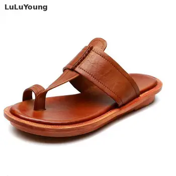 

Fisherman Casual Summer 2019 Sandals Women Wear Fashionable Handmade Genuine Leather Leisure Ladies Single Flats Shoes