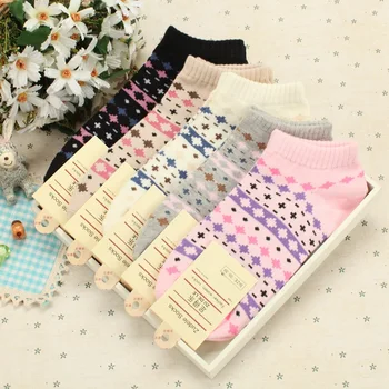 

Women's Summer Casual Print Thin Cotton Short Socks Slippers 5 Colors ZDL029