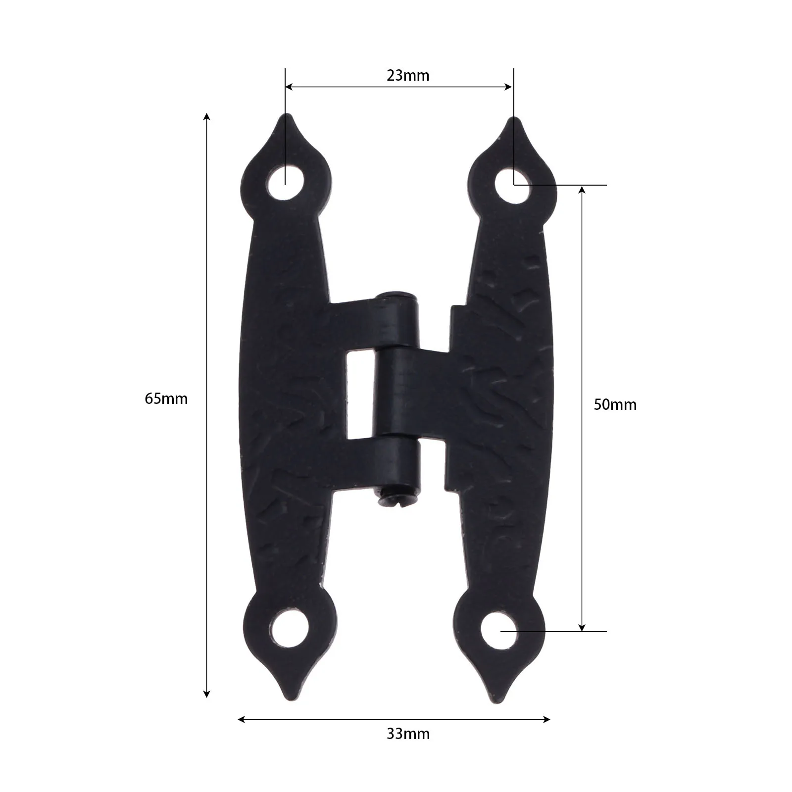 2 шт. черный цвет, для шкафов, дверные багажные петли, 4 отверстия, декоративные коробки для ювелирных изделий, винтажные старые петли H, мебельное украшение с винтом 65*33 мм