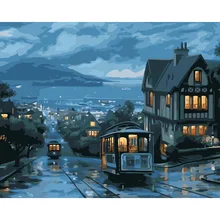 Городской Ночной пейзаж DIY цифровая картина маслом номера Современная Настенная живопись уникальный подарок домашний декор 40x50 см