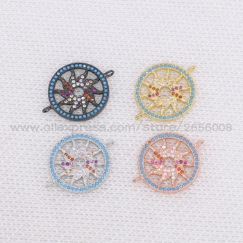 

Micro pave sun Hollow connector Jewelry Accessories Mix colors CZ bead Handcrafted Druzy charm Druzy 8 piece jewelry finding1590