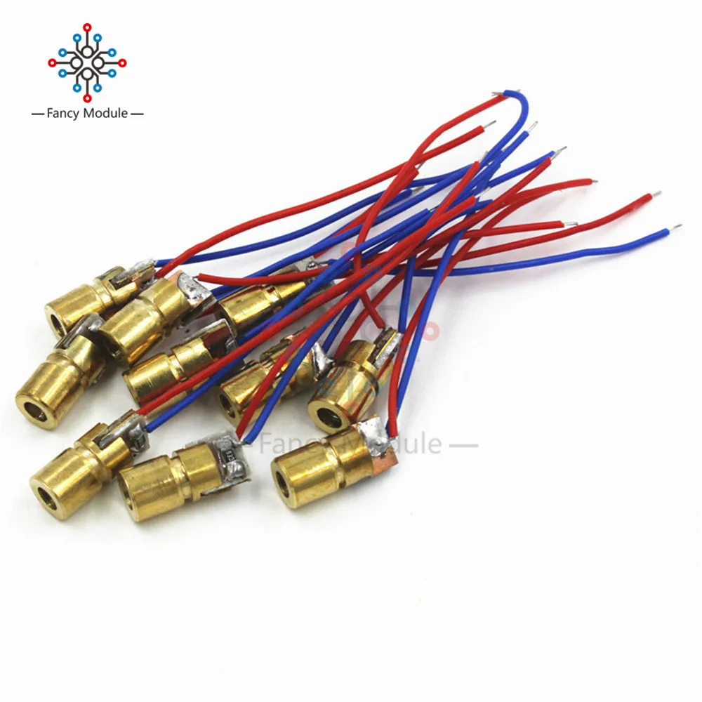 

10PCS 650nm 6mm 3V 5mW Laser Dot Diode Module Red Copper Head Mini pointer