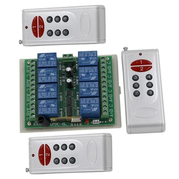 

DC 12V 10A 8CH RF Wireless Remote Control Switch System, 3X Transmitters + Receiver, Smart Remote Control Switch SKU: 5002