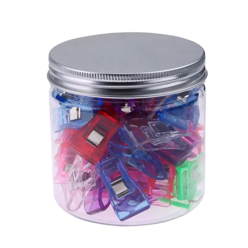 

50Pcs/Jar Multicolor Plastic Metal Clips for Patchwork Sewing DIY Crafts Photo Paper Wonder Clip Holder Organizers Office Supply