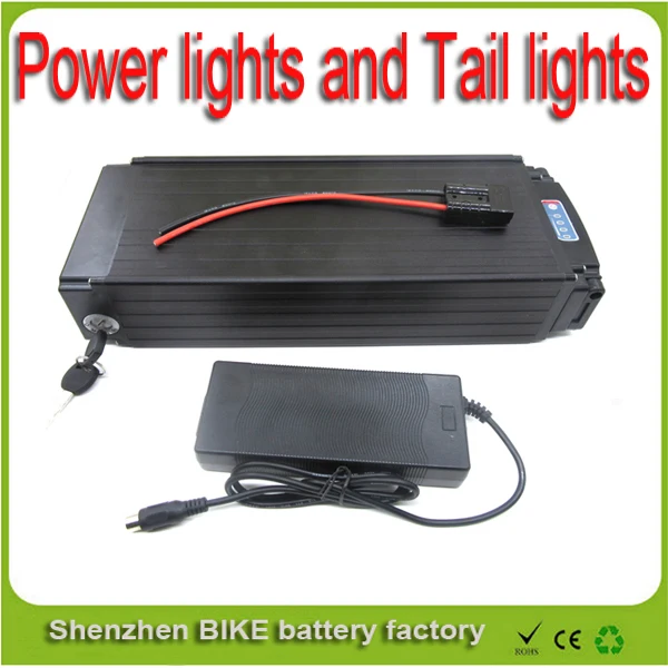 

24V 30AH Rear Rack Mount Lithium Ion Battery for Electric Bike Conversion kit with Power lights and Tail lights For Samsung cell