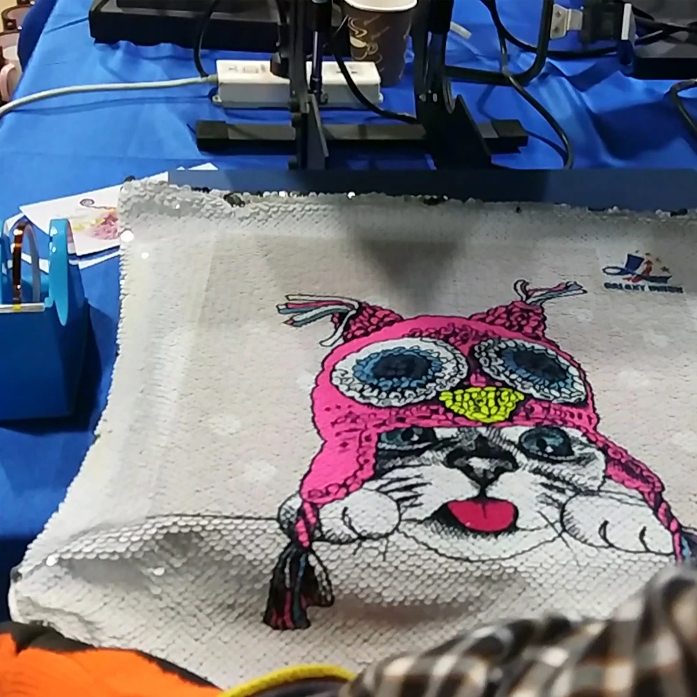 sublimation press printed sequin pillow case
