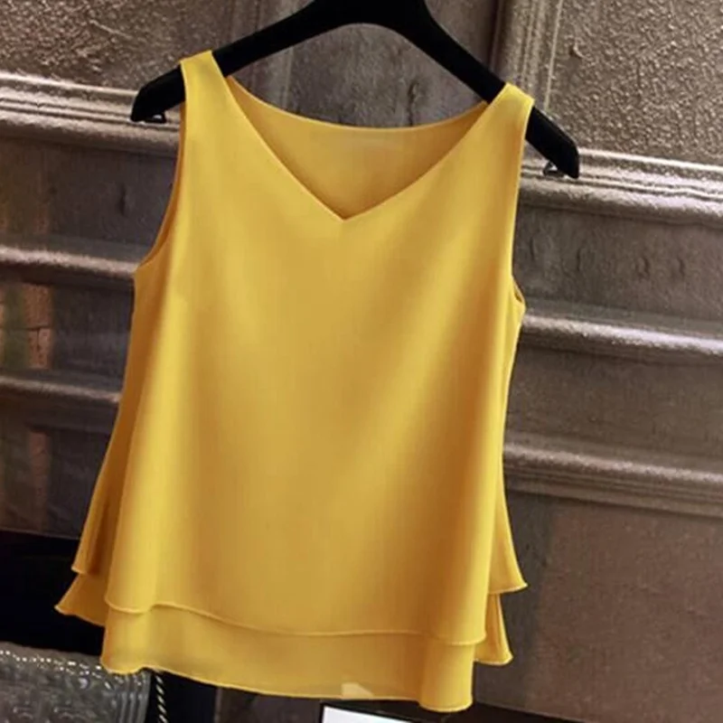 

Solid V-Neck Sleeveless Camisole Sexy Ruched Streetwear Women Tops Casual Women Summer Camisole