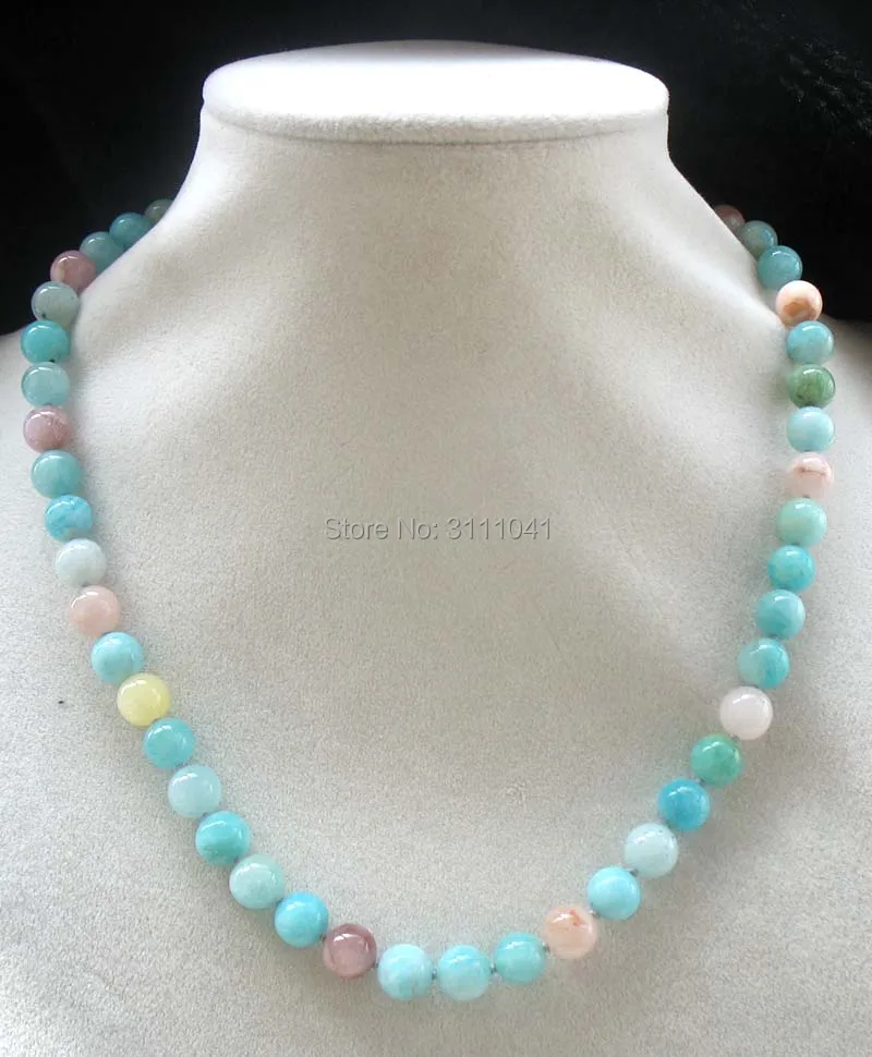 

morganite green round 8mm gemstone 18inch necklace wholesale nature beads FPPJ