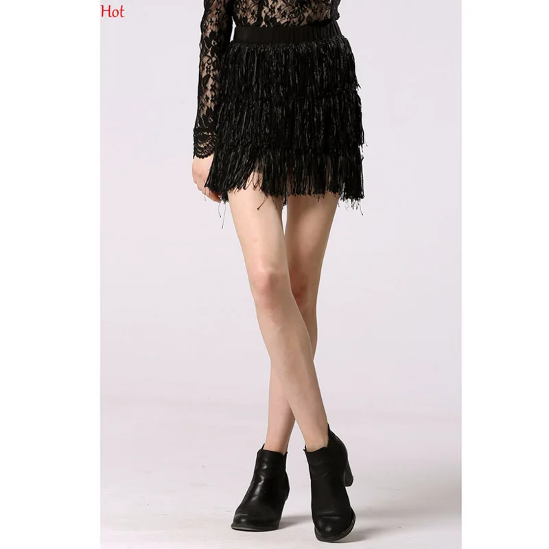 

Fashion Womens Skirt 2018 High Waist Straight Skirt Fringed Layers Tassel Skirts Party Street Saias Womens Mini Skirt YC000010