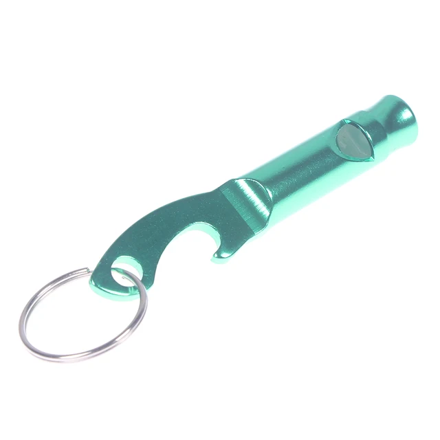 1Pc Multifunction Bottle Opener Keyring Whistle Aluminum Alloy Bar