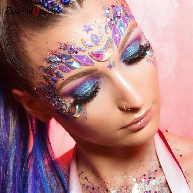 

FestivalQueen DIY Eyebrow Face Body Sticker Women Adhesive Crystal Glitter Jewels Festival Party Eye Crystal Sequins Stickers