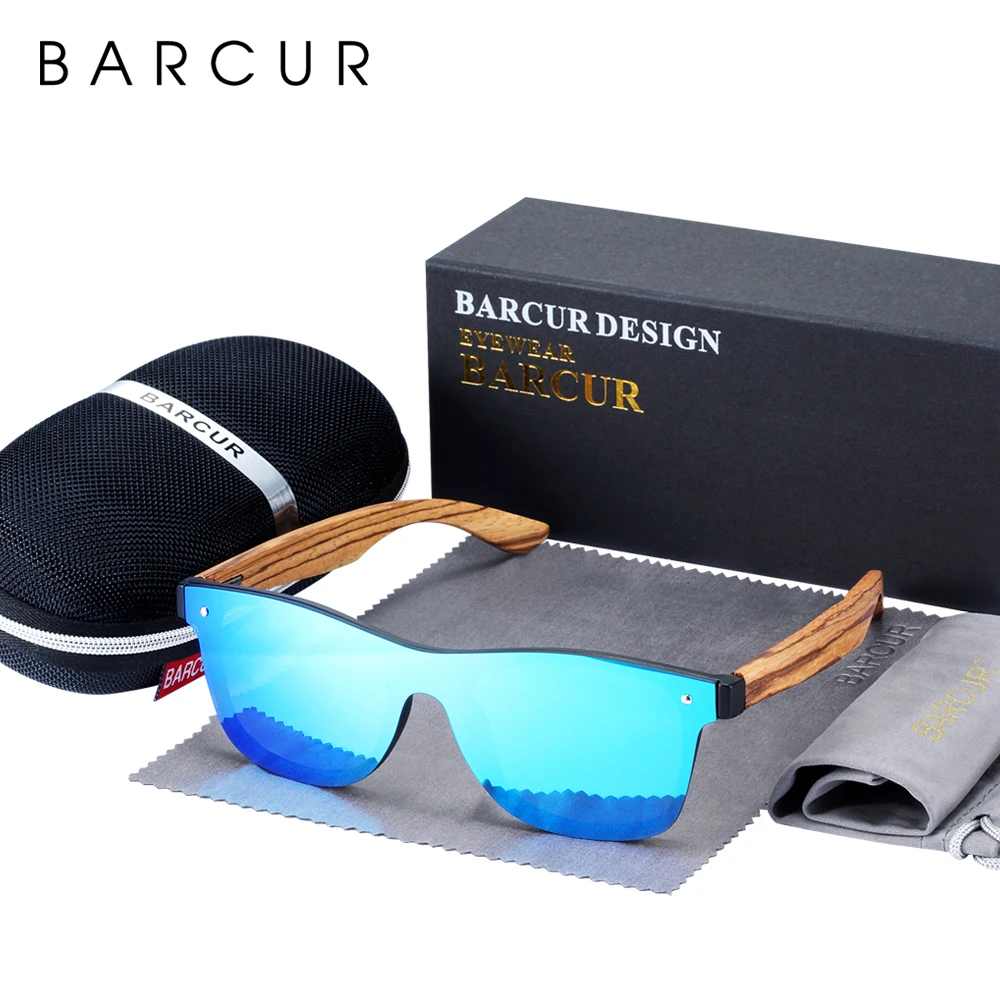 

BARCUR Luxury Vintage Sun Shade Men Wooden Sunglasses UV400 Protection Fashion Square Sun glasses Women