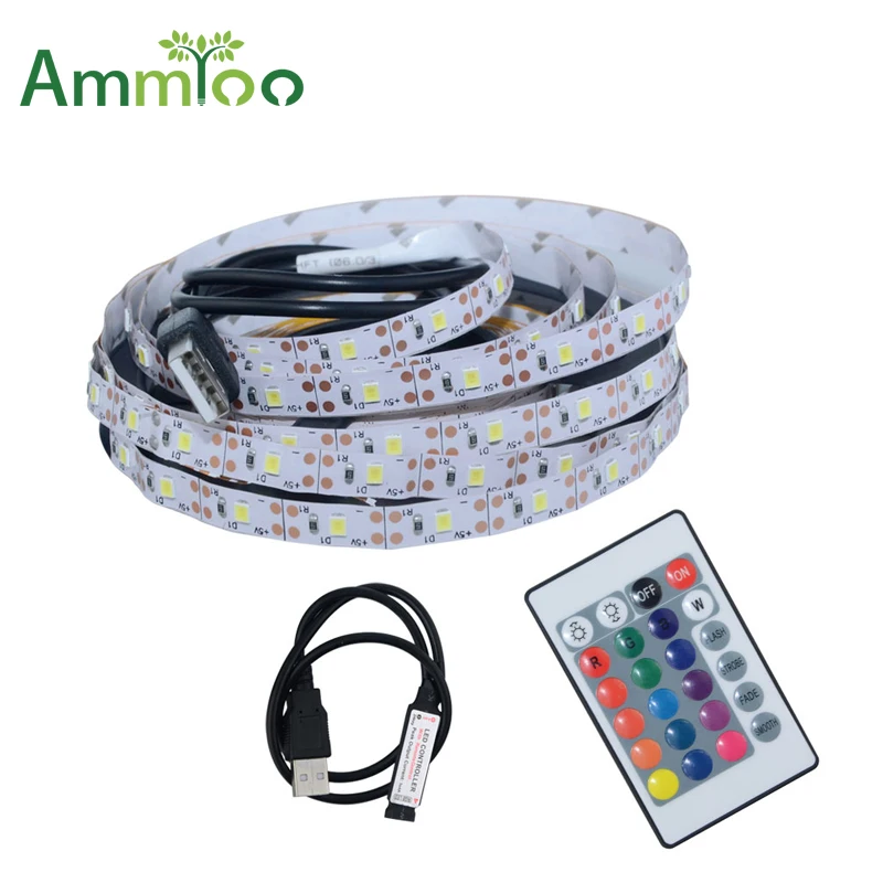 Светодиодная лента с питанием от USB 5 в пост. Тока 5050 2835 RGB 50 см 1 м 2 3 4 60